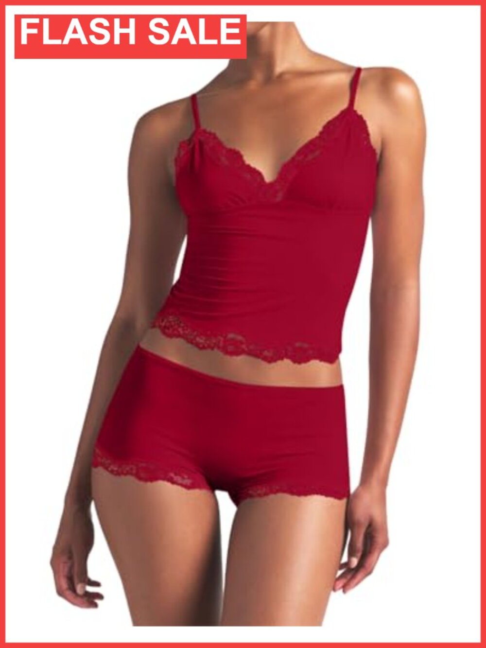 Ezbelle Women's Pajama Set Two Piece Tank Lounge Lace Pjs Short Pants V Neck